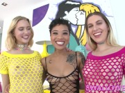 SWALLOWED Chloe, Niki and Honey take turns on a fat cock