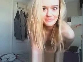 Petite amateur blonde babe teasing on her web cam