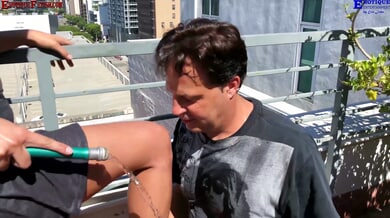 Eric John enjoys a sensual outdoor footjob from two lovers