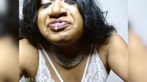 Akhila Dusky Trans Squeezed her Boobs and Stroking Cock