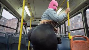 "Masked Guy Grabs BBW's Huge Ass in Public Bus - Risky Tease"
