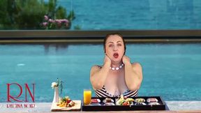 Regina Noir  Melons teasing at swimming pool  Nudist hotel  Nudism outdoors