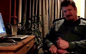 Bearded Daddy Strokes His Cock Solo