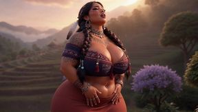 Curvy Indigenous Tribal BBW Strips &amp; Shows Massive Tits in Sunset Village