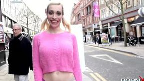 Pigtailed blondie pisse-fest outdoors with Chessie Kay, getting soaked, then getting pounded