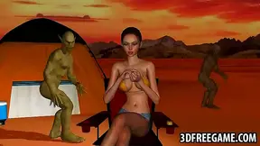 3D Babe Gets Double Teamed By Goblins Outdoors For Bizarre Anime Fun