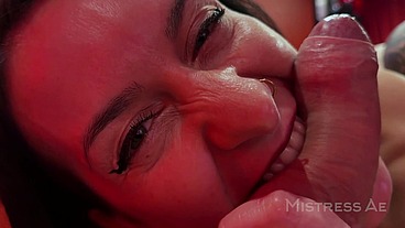 Fangs Out 1: Red Room Cock Biting POV with Mistress Ae & Miss Flora