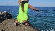 Fishing without panties # Peeing Lure and Close Up Hairy Pussy