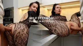 Stepson fucks stepmom in sexy outfit in all her holes