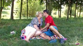 Seductive curvy wife cheats with stranger at beach