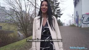 She tries to get a dildo down her throat and then fucks a huge cock