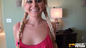 Handsome guy turns on the charm for a blonde teen