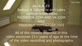 Alla inflates a large inflatable horse with a hand pump