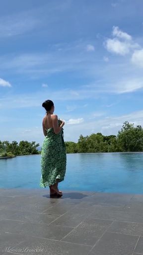 Teasing at the Pool in Micro Bikini, Swimming