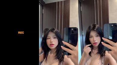 Asian cutie flashes tiny tits for tattooed solo fun