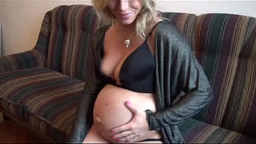 Rita Rush Shows Her Pregnant MILF Belly & Plump Tits in Bra - SFW
