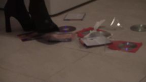 Crushing blonde making a mess with her high heels