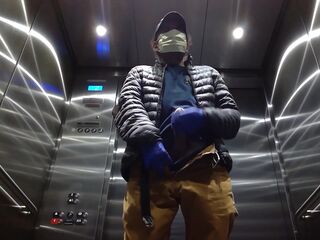 Elevator Jerking Off during Coronavirus Cums Large