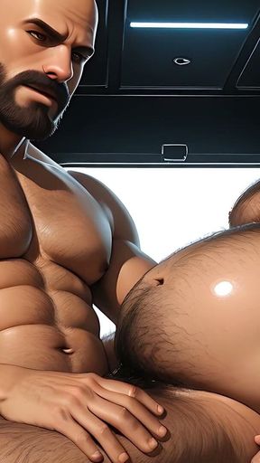 Powerlifter Stepdaddy and Burly Bear in Gentle Oil Massage to Deep Penetration