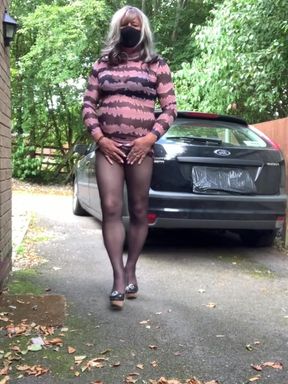 kelly cd in pink and black see thru dress