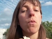 I eat a banana in public