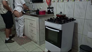 Busty maid gets her ass pounded in the kitchen