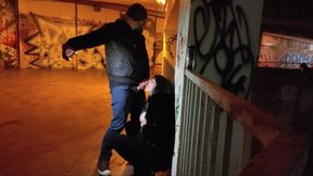 Whore degraded in parking garage