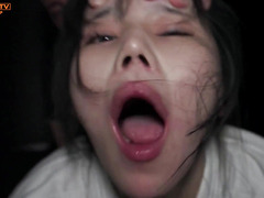 Asian Slut Surrounded by Cocks Deepthroats & Gets Face-Fucked Hard