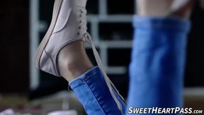 Lesbian Alana Cruise sits on the face of latina Emily Willis in a hardcore pussy licking session