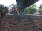 risky public jerkoff and ejaculate near highway