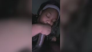 Bad bitch sucking off big black dick