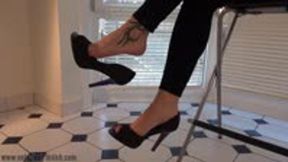 Liza on high heels in leggings