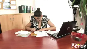 Busty secretary gets her wet pussy licked and fucked by her boss