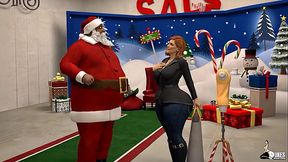 Curvy wife pleases Santa's huge 3D cock