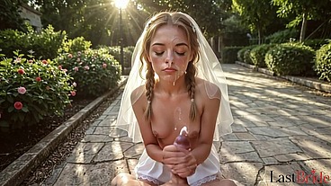 I defiled this fake shy girl in a white dress, making her swallow my cum and moan from wild hardcore [AI]