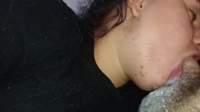 Facial creampie and handjob by slutwife latina cum in mouth