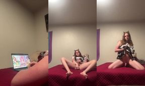 Femboy Maid Caught Gaming Gets Dildo Anal Destroyed Gushing