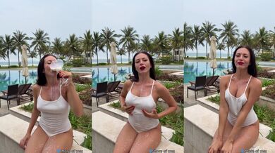 Milking & Getting Messy in See-Through Bodysuit Outdoor