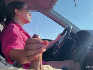 Risky Driving Tugjob – Jerking off Him Whilst Steering