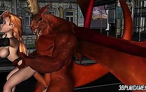 Wombraider fucked in her tiny cunt by huge monster