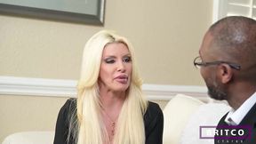 brittany andrews strokes a bbc between her big boobs before suck it!