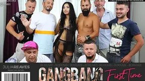 Sexy wife grabs gangbanged by 4 men in a collectors club