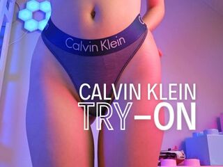 CALVIN KLEIN pants try-on redhead