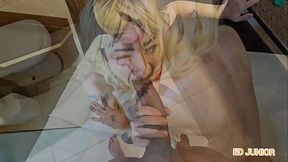 Hot mature Latina sucks big black cock deep