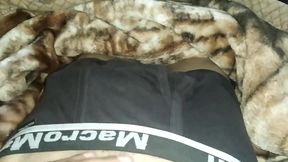 Big Cock Handjob in Night on the Bed
