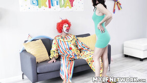 ”Horny clown Quinton James offers hard dick for a ride with chick stepmom Alana Cru”
