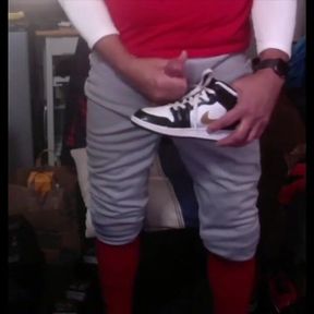 Horny After Baseball Practice Jockdad87 Busts a Nut on a Jordan Shoe