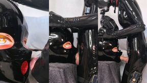 Lewd kigurumi latex sheath fleshlight fuck