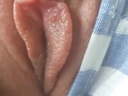 Super close up clit play in the van
