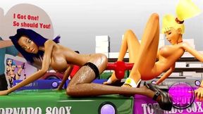 3DGSPOT Two Lesbians Fuck Together With Double Sided Dildo! UNCENSORED SEX!